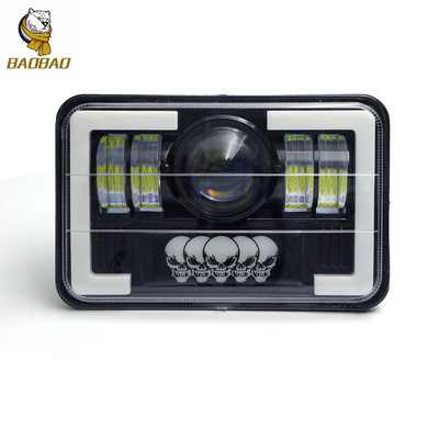 Plastik Alüminyum 5 Inch Kafatası Beyaz Sarı Araba LED Farlar Moto Spotlight