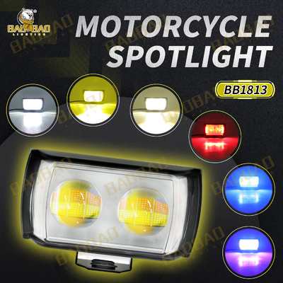 Tam Alüminyum Beyaz Sarı Çift Renkli 2 LED Motosiklet MINI Sürüş Işığı