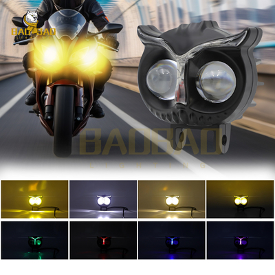 Baykuş şekli Alüminyum Beyaz Sarı Çift Renkli Motosiklet LED Sis Işığı