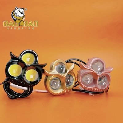 Owl Light 3 Eyes White Yellow Dual Color Flash Plastic Iron Aluminum LED Fog Light Headlamp For Motor
