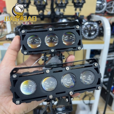 40 Watt 50 Watt Tam Metal Kırmızı Şeytan Gözler Beyaz Sarı Çift Renkli Motosiklet LED Sis Işığı
