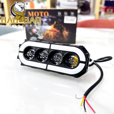 Motosiklet LED Sis Farı 4 Lens Beyaz Sarı Alüminyum